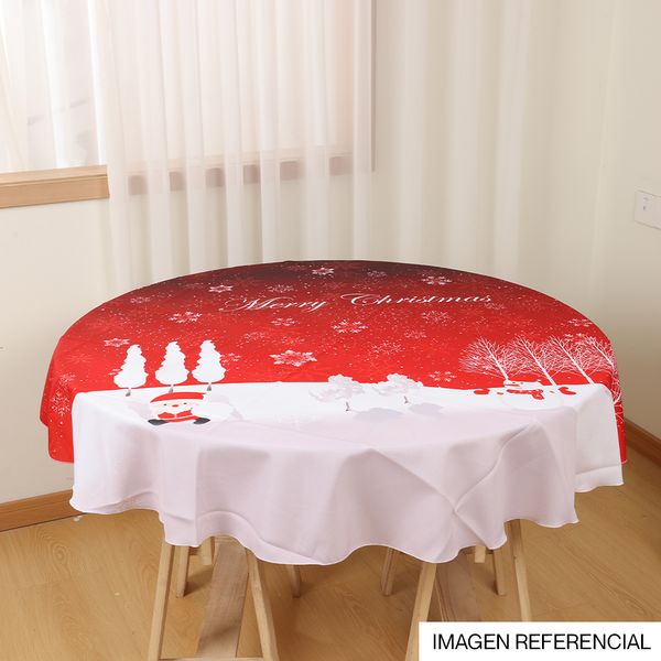 Navidad Mantel Circ Mc Santa 145X145Cm Rojo/Blanco (Yc-012)
