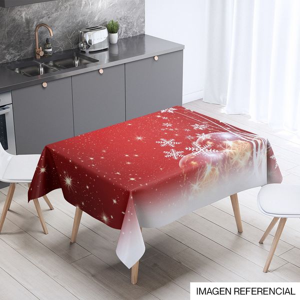 Navidad Mantel Rect Estrella/Copo 145X200Cm Rojo/Blanco (Yc-013)