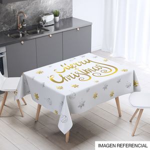 Navidad Mantel Rect Mc 145X200Cm Blanco/Dorado (Yc-004)