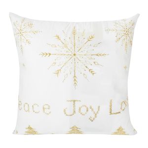 Navidad Funda Cojin Joy 45X45Cm Blanco/Dorado (Yc-067)