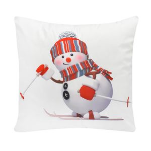 Navidad Funda Cojin Snowy 45X45Cm Blanco Muñeco Nieve (Yc-076)
