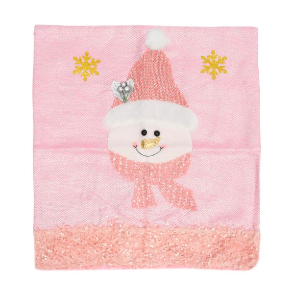 NAVIDAD FUNDA SILLA 55X50CM ROSADO MUÑECO NIEVE