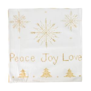 Navidad Funda Cojin Joy 45X45Cm Blanco/Dorado (Yc-067)