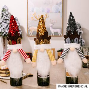 Navidad Funda P/Botella Duende Brillo 40X17Cm Rojo/Bl (B11-7)