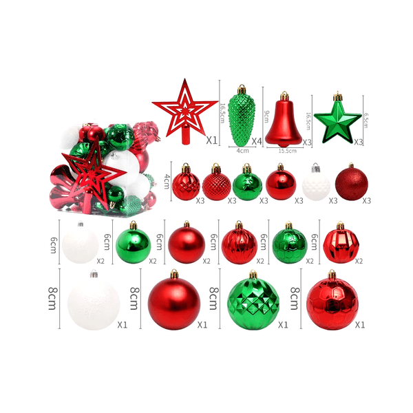 Navidad Pack Bolas 45 Pzs Multiforma Verde/Rojo (Syba91-5)
