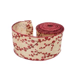 Navidad Cinta P/Arbol Lino 5Mts Cerezos (Hb-Sl165)