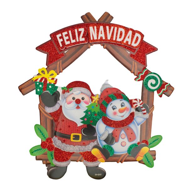 NAVIDAD ADORNO COLGANTE LETRERO AMIGOS ROJO/VE 30X27CM SANTA NIE