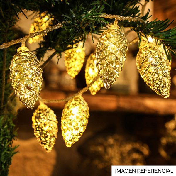 Navidad Luces Led 10Focos 2Mts Calido Piñas (Bx-Sl006)