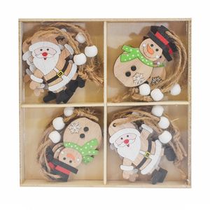 Navidad Adornos P/Arbol 12Pzs Santa Muñeco 6X5Cm Beige (Hb-Sl096)