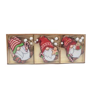 Navidad Adornos P/Arbol 9Pzs Gnomo 8.2X5.5Cm Rojo/Verde (Z4-5)