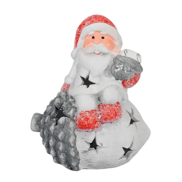 NAVIDAD ADORNO LED BELLOTA 8X11.3X12.8CM ROJO/BLANCO SANTA I