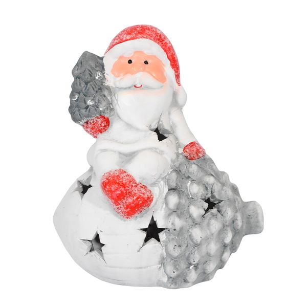 NAVIDAD ADORNO LED BELLOTA 8X11.3X12.8CM ROJO/BLANCO SANTA II