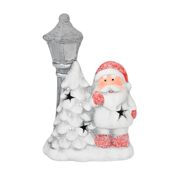 NAVIDAD ADORNO LED FAROL 5.8X9.3X13.5CM ROJO/BLANCO SANTA