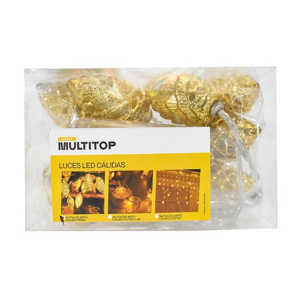Navidad Luces Led 10Focos 2Mts Calido Piñas (Bx-Sl006)