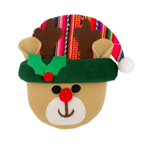 Navidad Peruana Porta Cubiertos 14X13 Cm Reno (Pt)