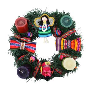 Navidad Peruana Corona C/ 4 Pzs Velas 38 Cm
