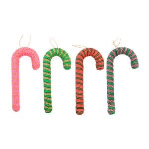 Navidad Peruana Adornos P/Arbol 4 Pzs Bastones 11 Cm