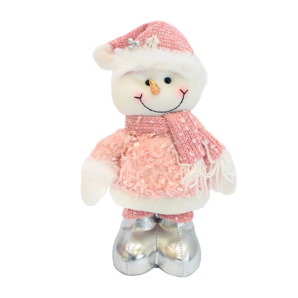 NAVIDAD PATILARGO ROSADO 65CM MUÑECO NIEVE