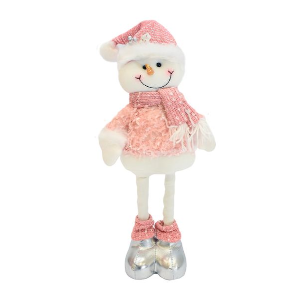 NAVIDAD PATILARGO ROSADO 65CM MUÑECO NIEVE