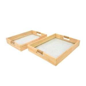 SET BANDEJAS 2PZS M 25X35CM G 30X40CM BEIGE (PX-SL007)