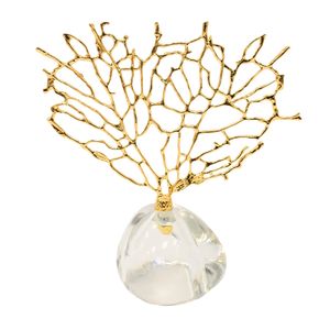 ADORNO METAL C/FLORERO CORAL 9.5X23X25CM DORADO (XY-SL029)