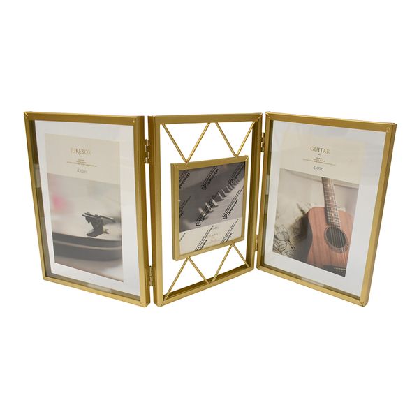 Porta Retrato Metal Collage 20.5X46Cm Dorado (Fh-Sl018)