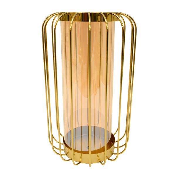 Porta Vela Metal Tubular 15X15X28Cm Dorado (Xy-Sl031)