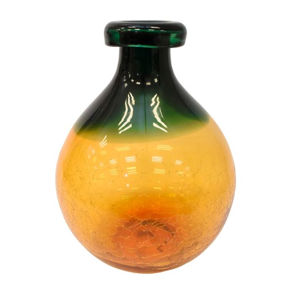 Florero Vidrio Duo 21X21X30Cm Mostaza C/Verde (Xy-Sl017)