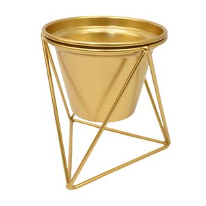 Maceta C/Soporte 14.5X14.5X15.5Cm Dorado (Kx1910-1)