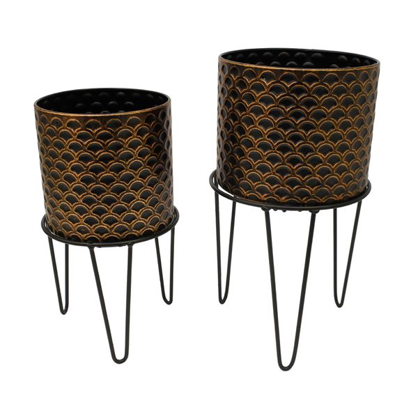 Set Macetas 2Pzs C 17.5X34Cm G 21.5X40Cm Negro (Yrn2023-002)