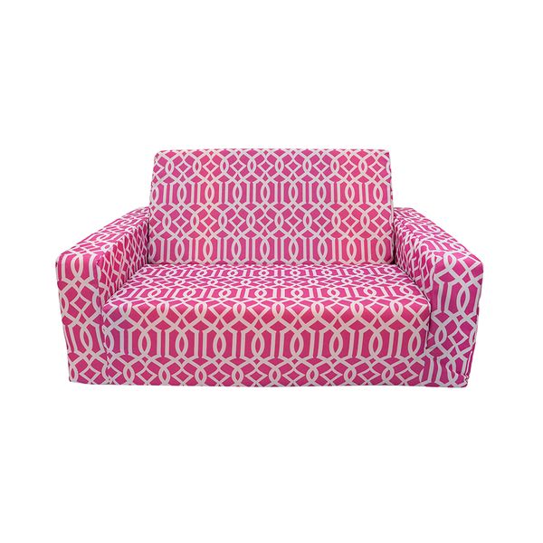 SOFA CAMA INFANTIL ECONOMICO LINEAS ROSADO C/BLANCO