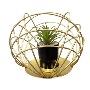 ADORNO METAL C/SUCULENTA 17X17X15CM DORADO (XJXY-003)