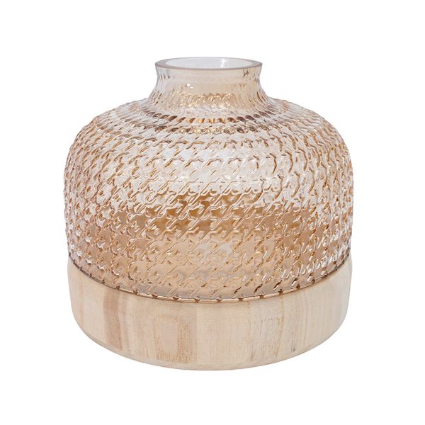 Florero Vidrio Nordic 21X21X17Cm Ambar (Xy-Sl014)