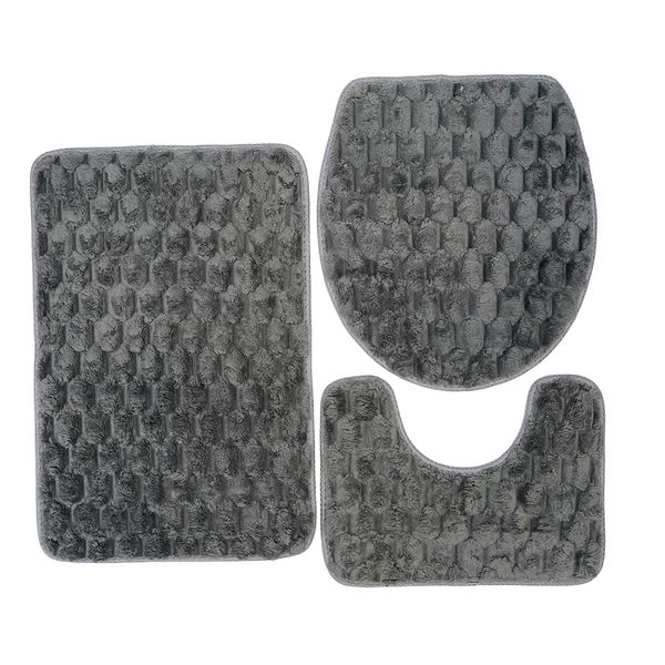SET DE BAÑO 3 PZS TERCIOPELO GRIS
