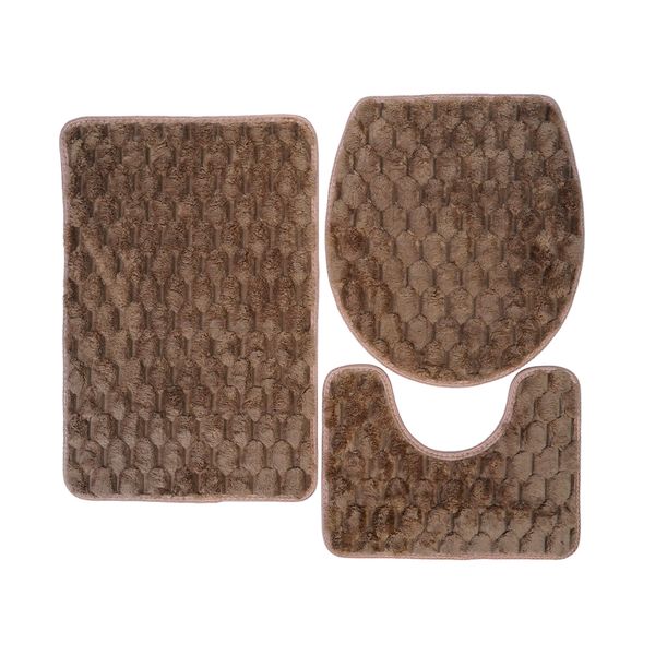 SET DE BAÑO 3 PZS TERCIOPELO MARRON CLARO