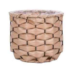 CESTA PLASTICO TRENZADO 15X15X13 CM CREMA (REG13-125-2)