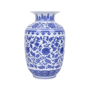 FLORERO PORCELANA AZULEJO 12X12X22 CM AZUL (HME73-69)