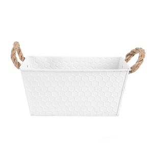MACETERO METAL C/ASAS RETANG 20X10.5X10 CM BLANCO (REG12-071A)