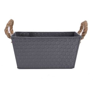 MACETERO METAL C/ASAS RETANG 20X10.5X10 CM NEGRO (REG12-071B)