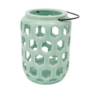 PORTA VELA PORCELANA AURA 13X13X18 CM TURQUEZA