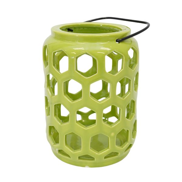 PORTA VELA PORCELANA AURA 13X13X18 CM VERDE