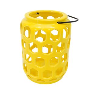 PORTA VELA PORCELANA AURA 13X13X18 CM AMARILLO