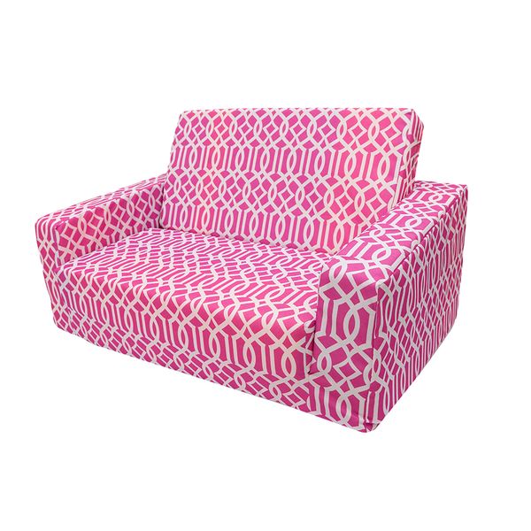SOFA CAMA INFANTIL ECONOMICO LINEAS ROSADO C/BLANCO