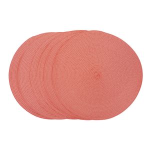 JGO INDIVIDUALES 6 PZS PP CIRC TEJIDO 38CM CORAL