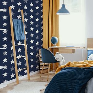 PAPEL TAPIZ KIDS HOME SUPERSTAR 0.52X10 MTS NAVY