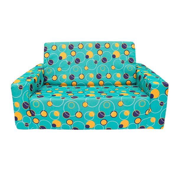 SOFA CAMA INFANTIL ECONOMICO BURBUJAS CELESTE C/AMARILLO