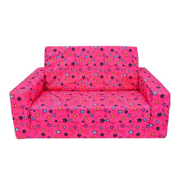 SOFA CAMA INFANTIL ECONOMICO ESTRELLAS FUCSIA
