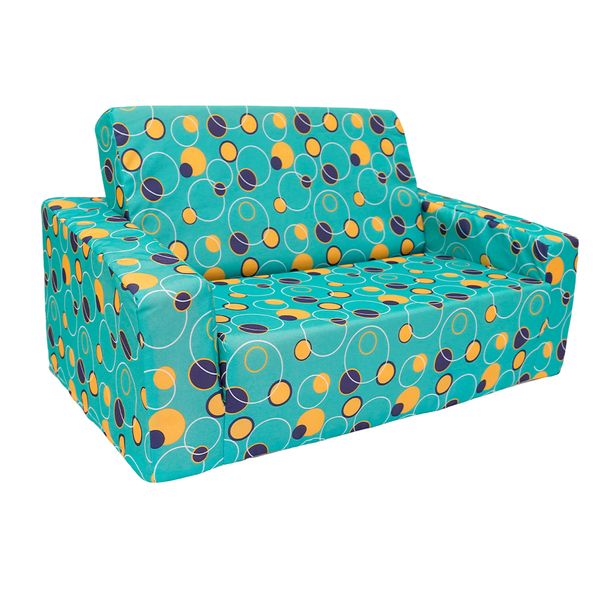 SOFA CAMA INFANTIL ECONOMICO BURBUJAS CELESTE C/AMARILLO