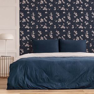 PAPEL TAPIZ FRESCA APPLE BLOSSOM 0.52X10 MTS NAVY