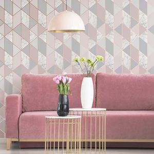 PAPEL TAPIZ FRESCA MARBLE GEO 0.52X10 MTS PINK